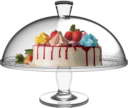 ums Glass Cake Stand with Dome 